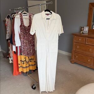 White Short Sleeve Jumpsuit